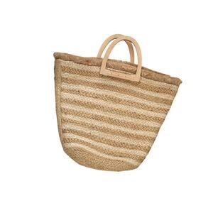 Antik Kraft Hashree Jute Straw Striped Tote Bag Beach Coastal Boho Pool